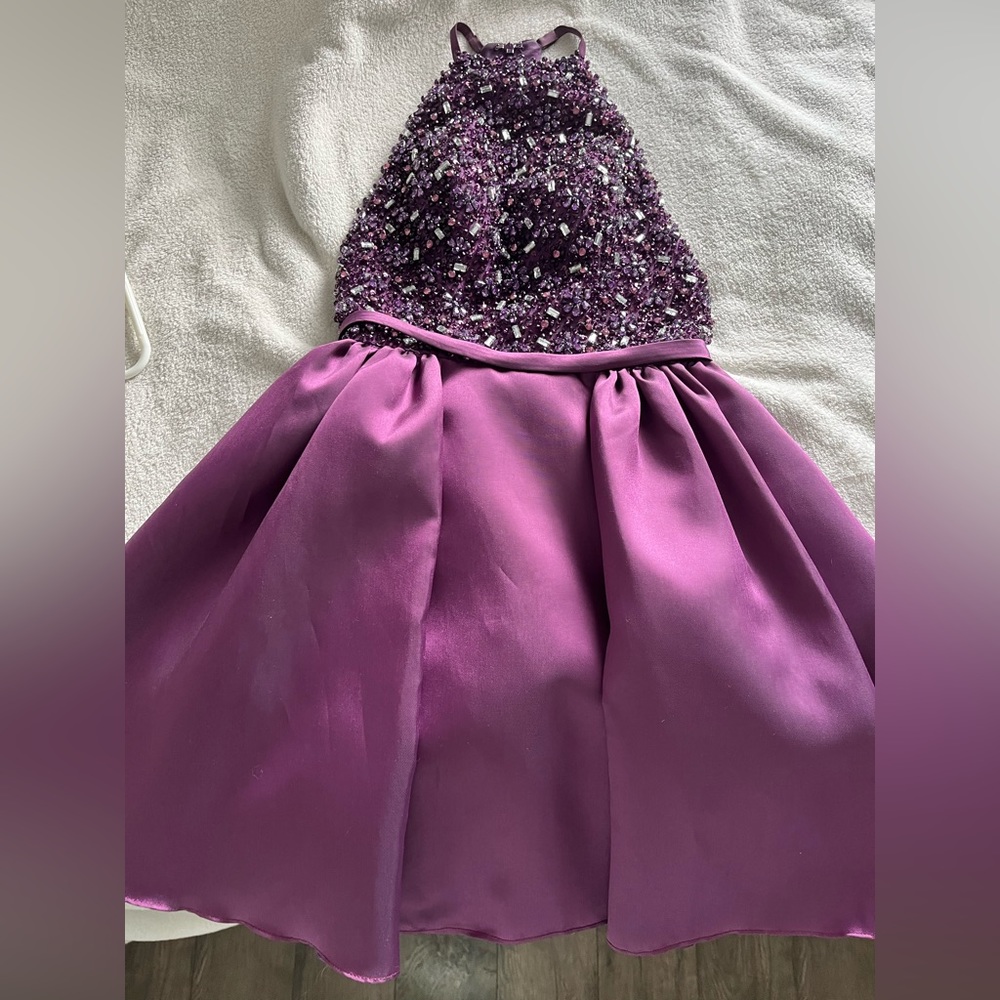 Mac Duggal Purple Sparkly Short Dress